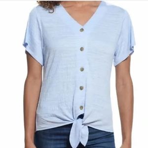 Weatherproof Vintage Ladies V-Neck Tie Front Top
